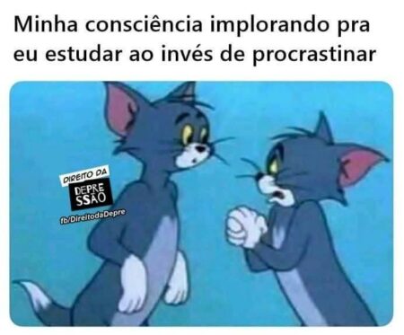 Tom e Jerry meme consciência e a procrastinação