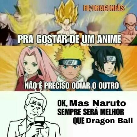 Meme Naruto melhor que Dragon Ball